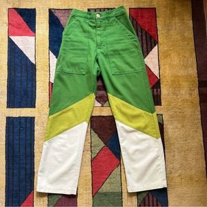 Big Bud Press Green Color Block Work Pants XXS